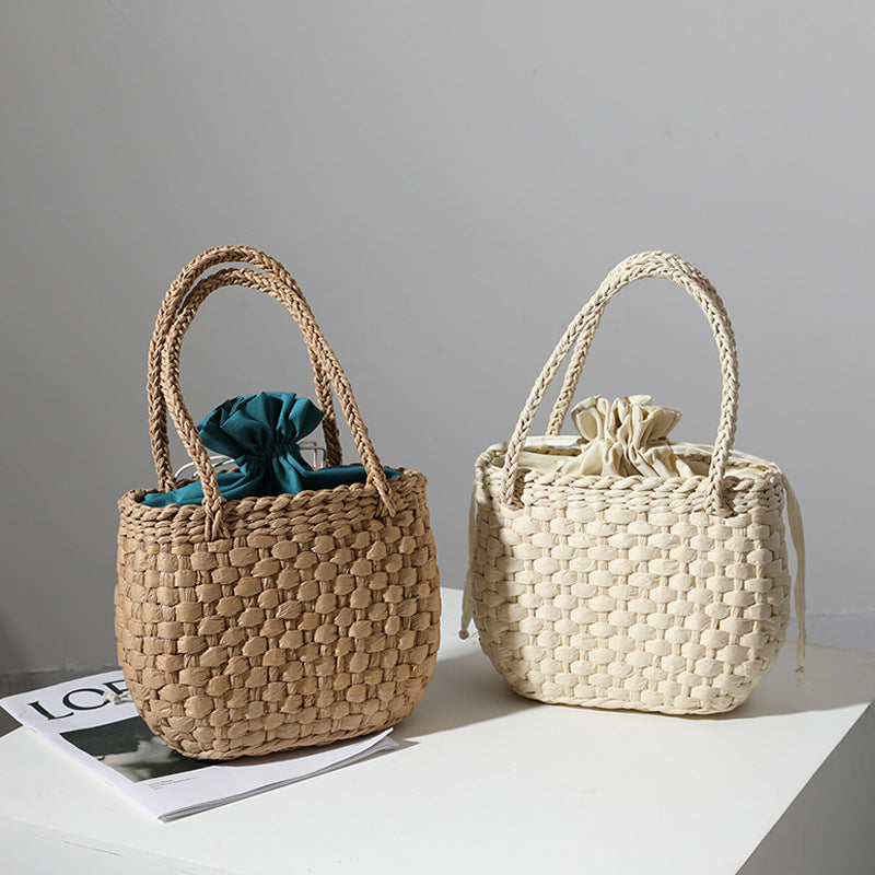 Handmade mini basket handbag with stylish woven pattern Bowlift