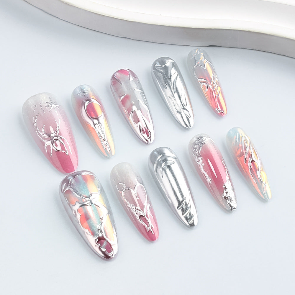 Artistic Metallic Nail Art Design Bowlift