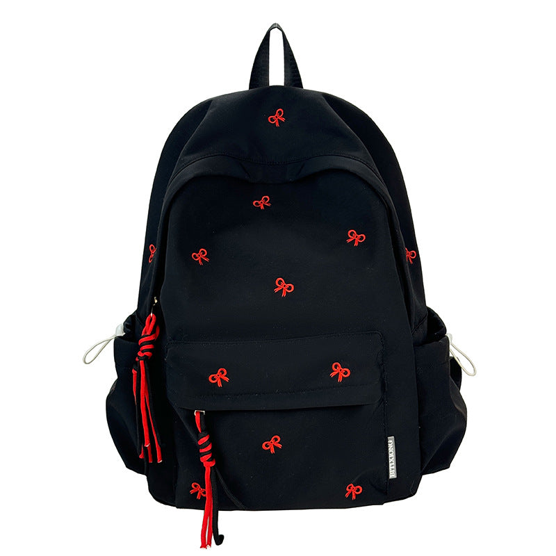 Backpack with Charming Bow Design and Practical Compartments Bowlift