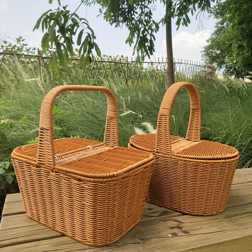 Elegant Woven Picnic Basket Bowlift
