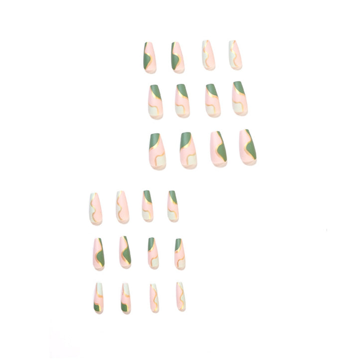 Artful Nail Extensions with Elegant Gold Decoration Design Bowlift