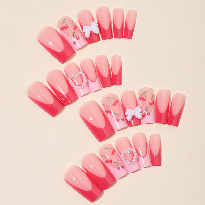 Artificial nail set with romantic floral designs Bowlift