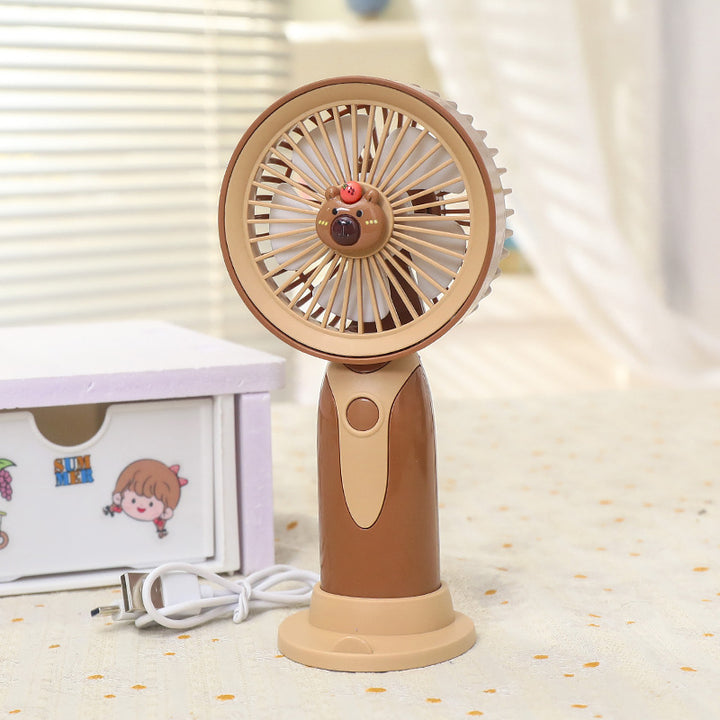 Women's Portable Mini Hand Fan with Ergonomic Handle and Cute Animal Design Bowlift