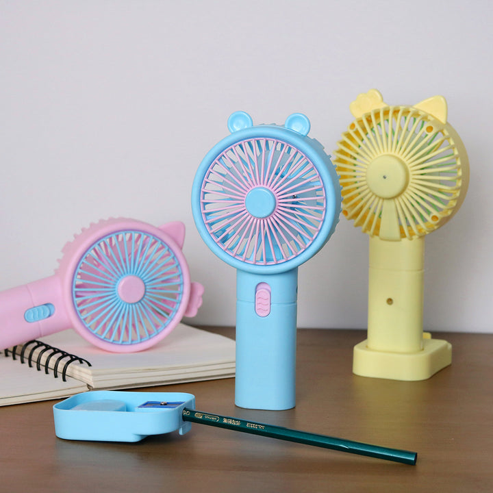 Unisex Portable Handheld Fan with Creative Cat Ears Design Bowlift