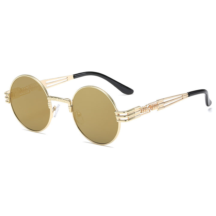 Women's Retro-Inspired Round Sunglasses with Unique Metal Frame Bowlift