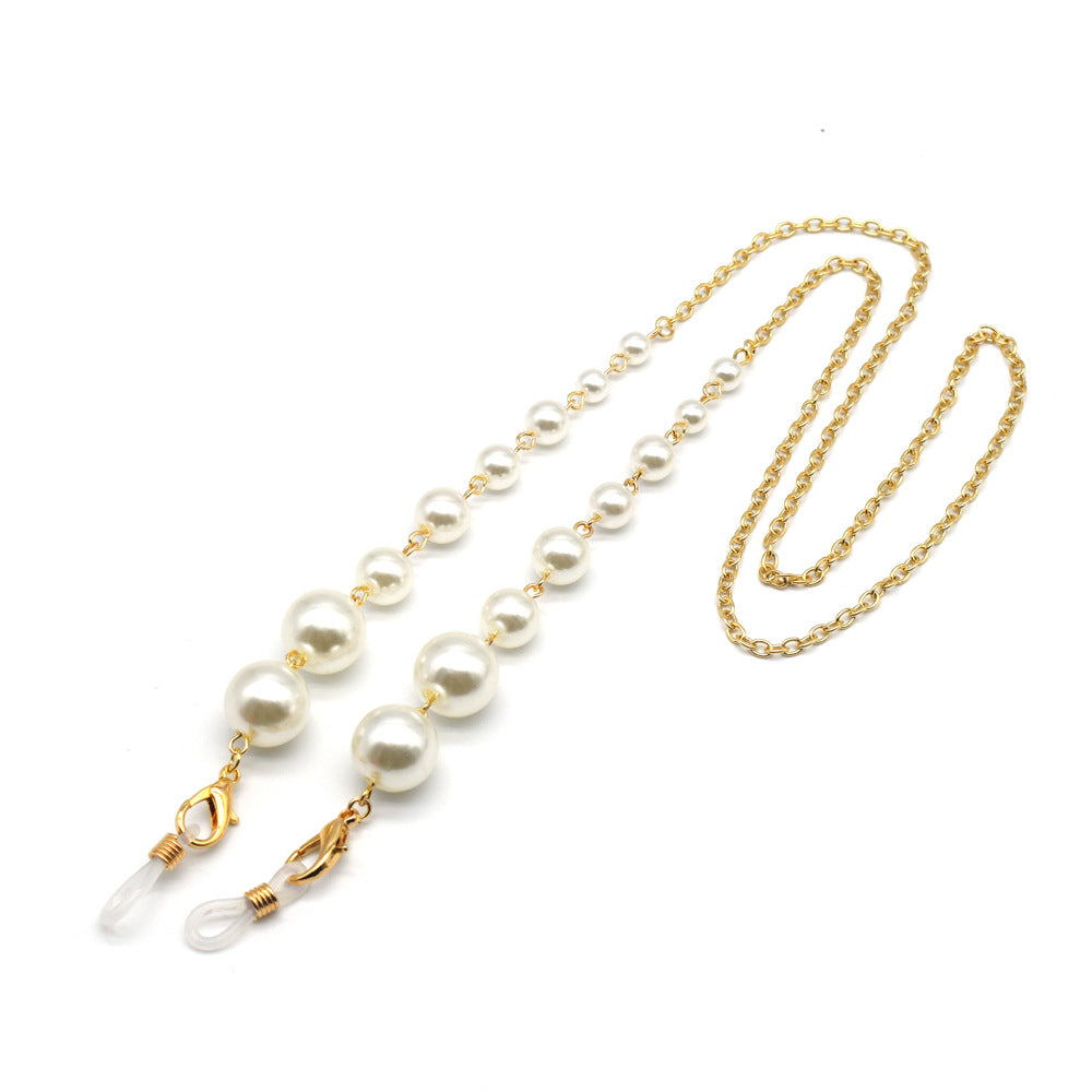 Elegant Pearl and Silver Eyewear Chain Bowlift