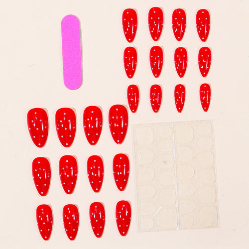 Glossy Polka Dot Stiletto Nail Art Extensions Bowlift