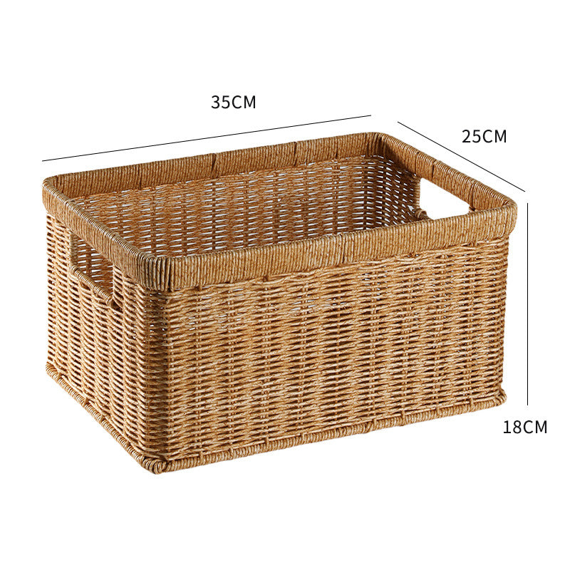 Handwoven Storage Basket with Cutout Handles Bowlift