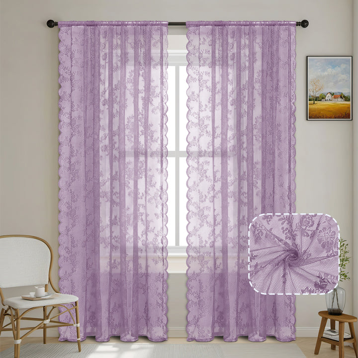 Elegant Floral Lace Window Drapes