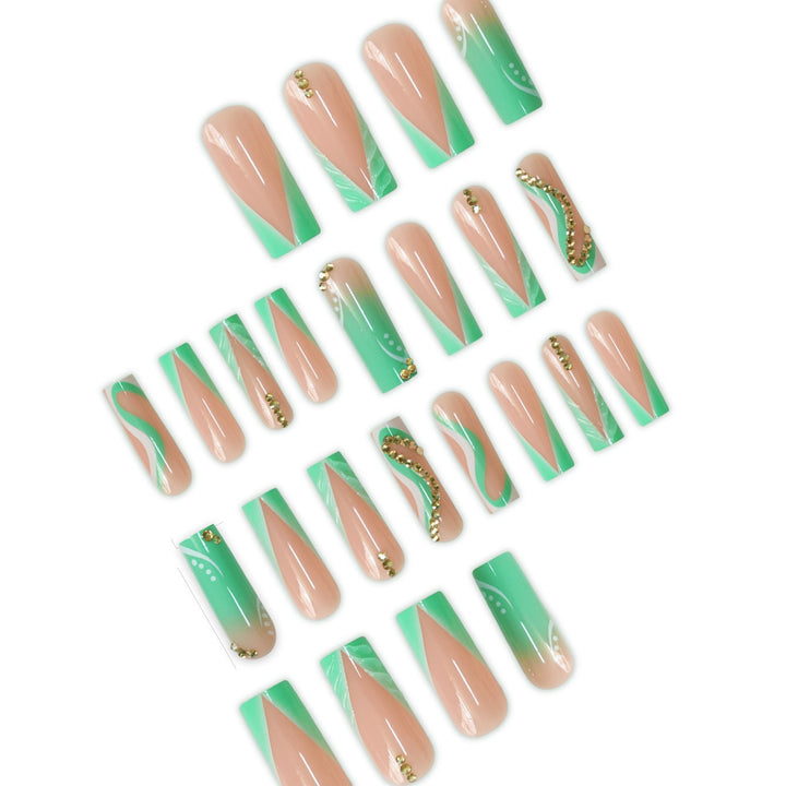 Decorative Press-On Nail Art Set with Rhinestone Accents Bowlift
