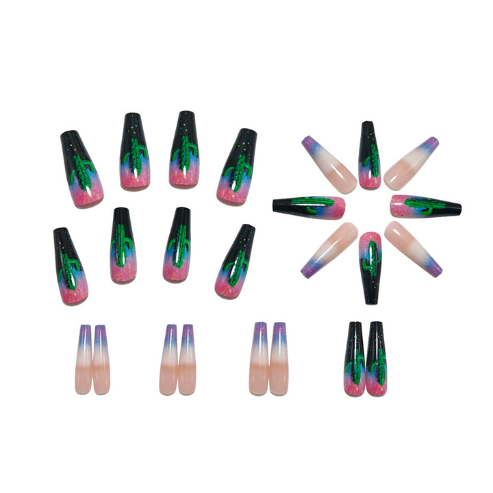 Creative Nail Art with Cactus Design Bowlift