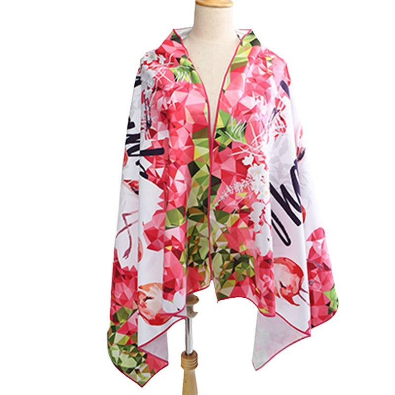Women's beach towel with colorful flamingo design Bowlift