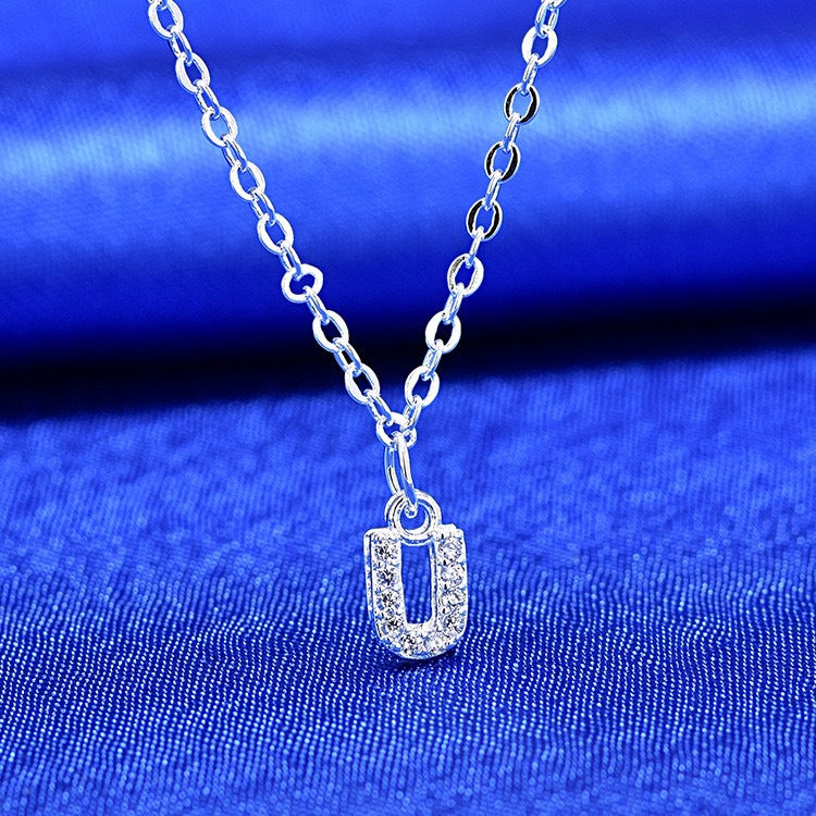 Dainty Pavé Cubic Zirconia Initial A Pendant Necklace Silver-Tone Chain Bowlift