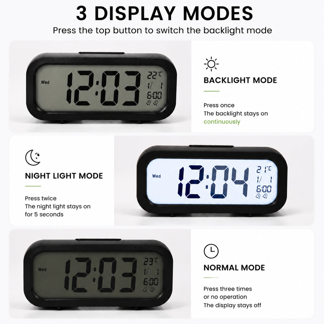 Digital alarm clock with temperature sensor and large LED display Bowlift