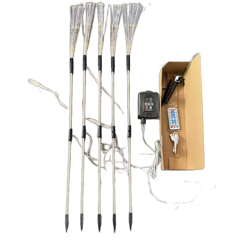 Solar-Powered Fiber-Optic Dandelion Garden Stake Lights With Waterproof LED Fireworks Effect Bowlift