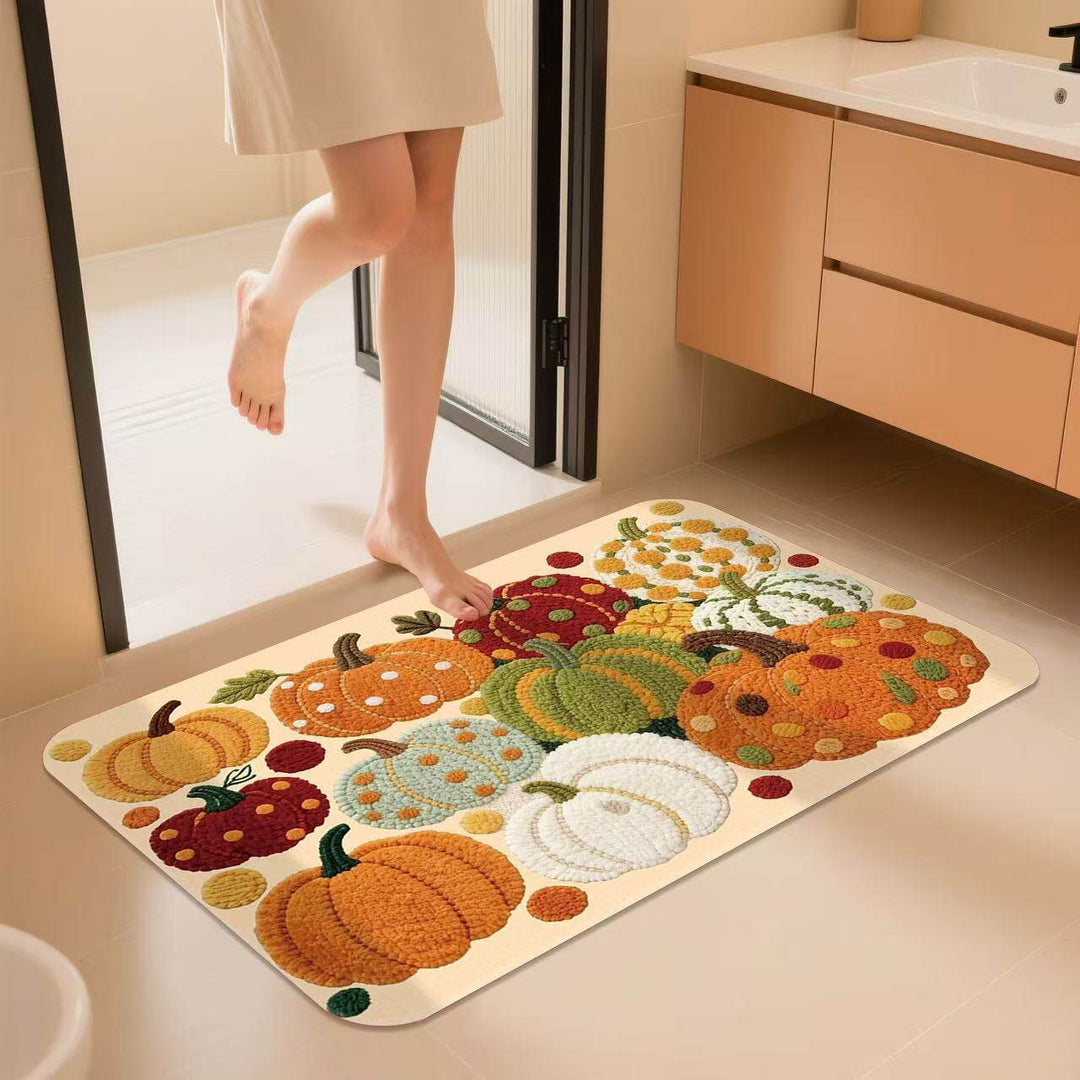 Decorative Pumpkin-Themed Bath Mat Bowlift