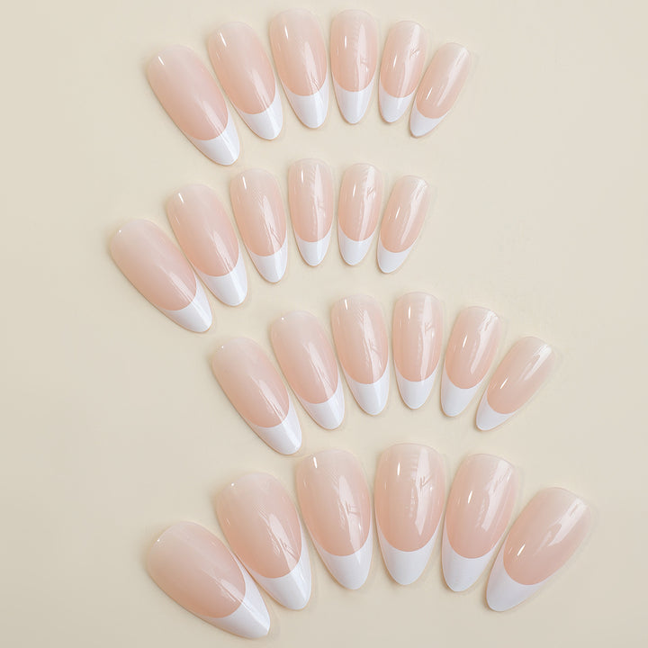 Press-On Nail Set with French Tip Design Bowlift