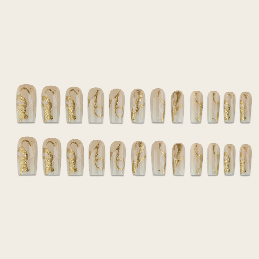 Artificial nails with elegant gold accents Bowlift