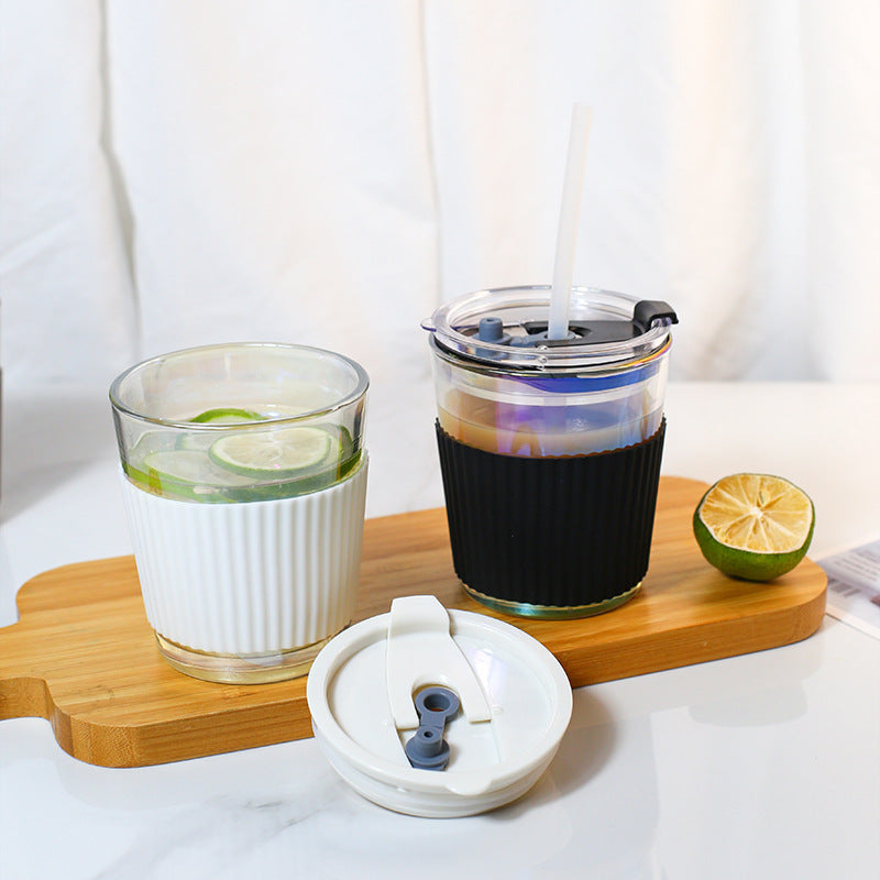 Ladies Insulated Drinking Cup with Flexible Silicone Cover and Integrated Straw Bowlift