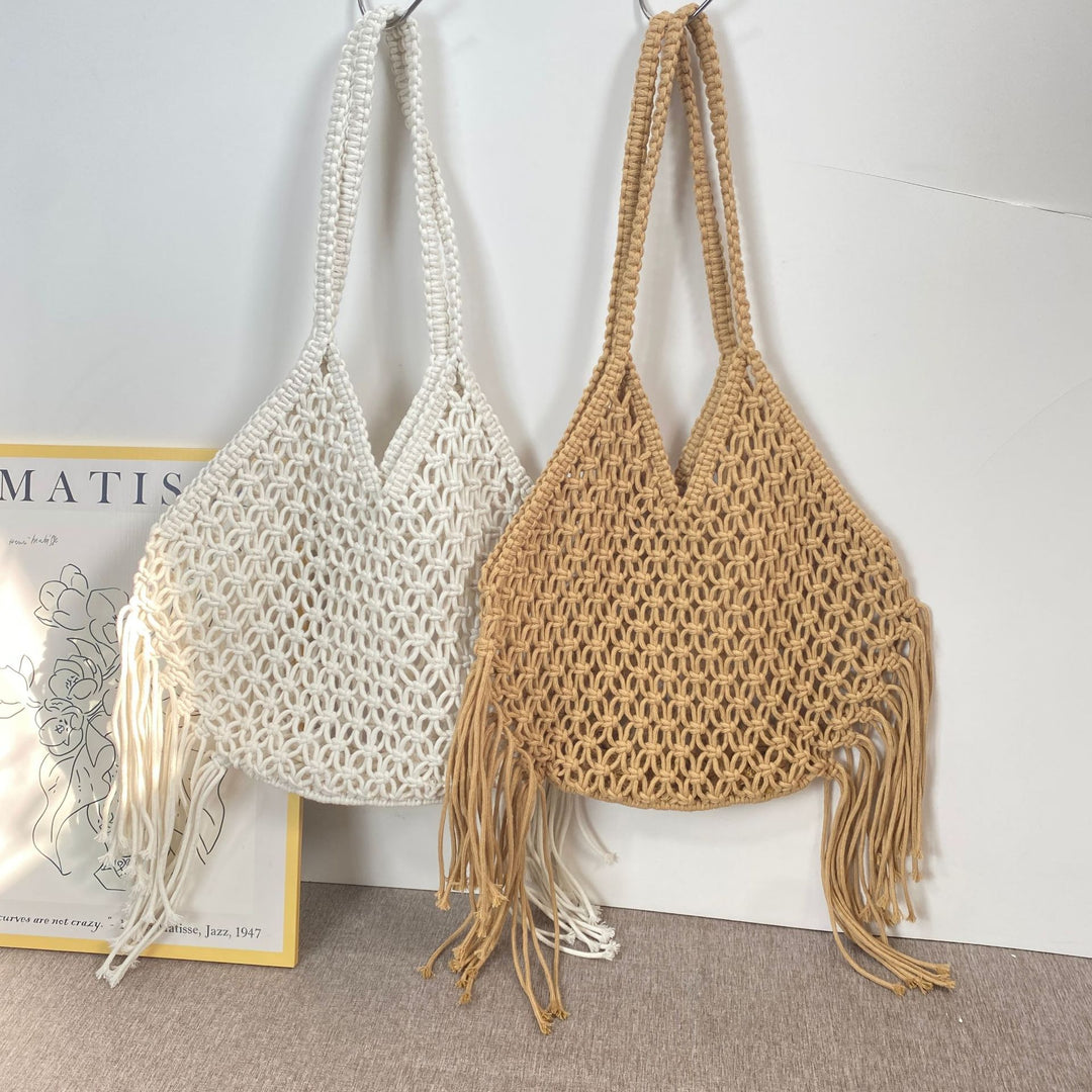 Macrame shoulder bag with fringes Bowlift