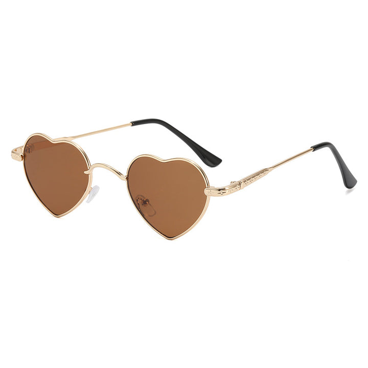 Women's Heart-Shaped Sunglasses with Delicate Metal Frame Bowlift