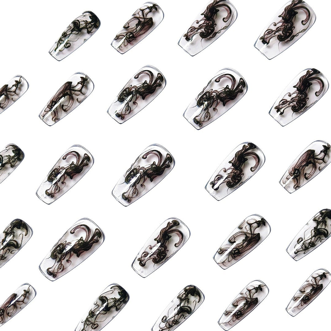 Artificial nails with modern transparent marble effect Bowlift