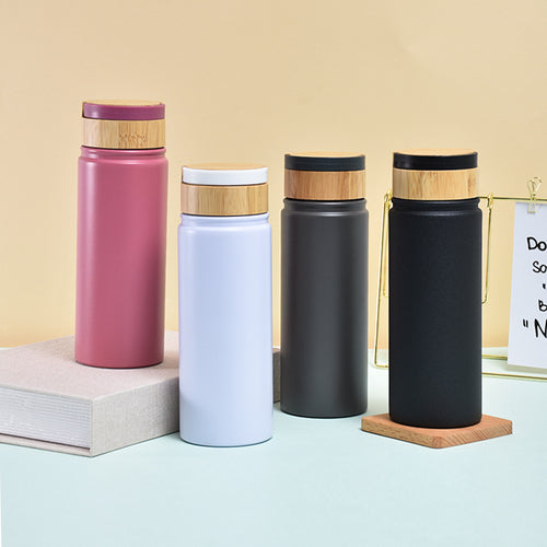 Ladies stylish and versatile stainless steel drinking bottle with bamboo lid Bowlift