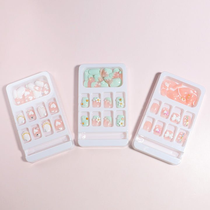 Decorative Press-On Nail Art Set with Bow Accents Bowlift