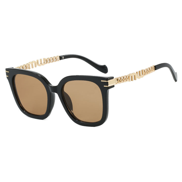 Ladies trendy square sunglasses with elegant frame and stylish gold accent Bowlift