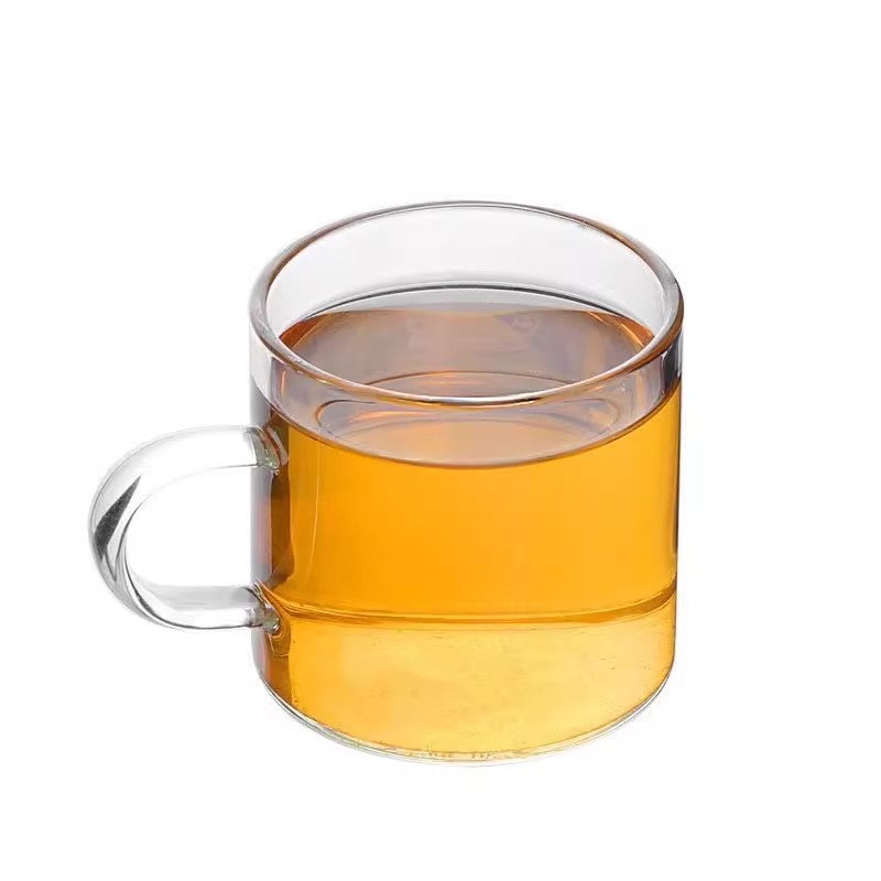 Handblown Double-Wall Glass Espresso Cups with Colored Curved Handles Set Bowlift