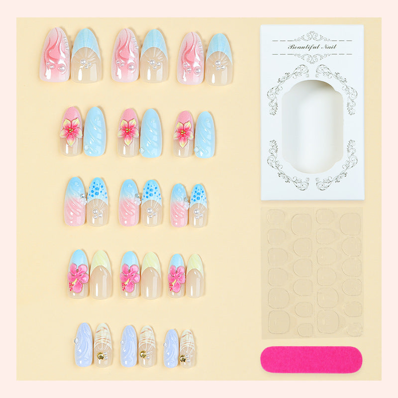 Decorative Press-On Nail Art Set with Premium Floral Designs Bowlift