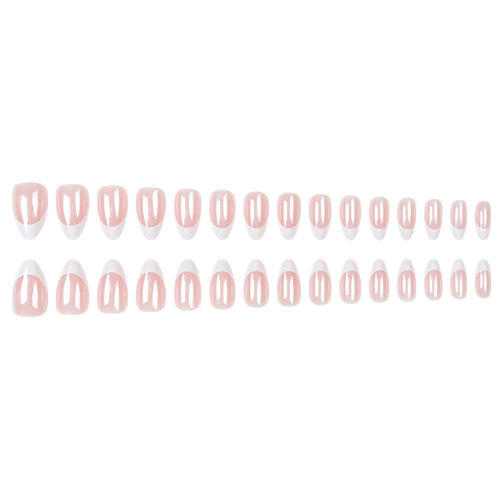 Premium Glossy French Tip Press-On Nails Bowlift