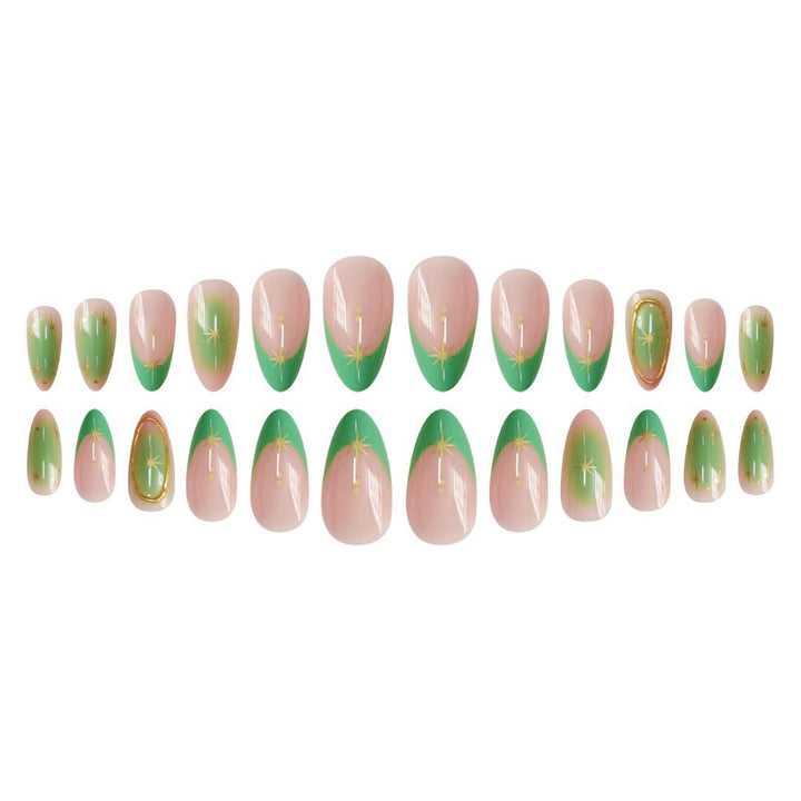 Artistic Gel Nail Enhancements with Gold Accents Bowlift