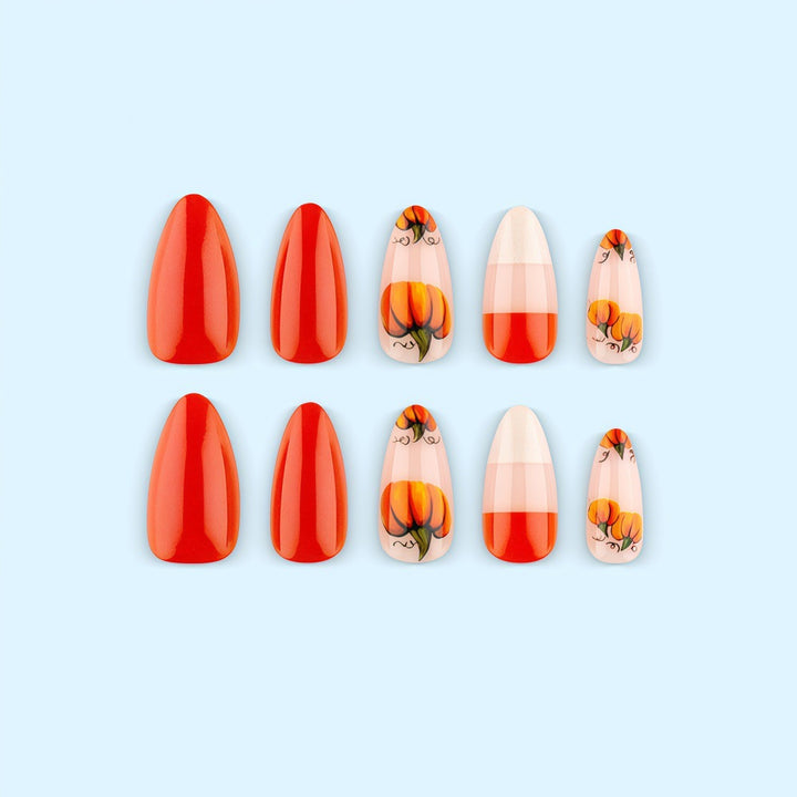Artificial nails with autumn pumpkin design Bowlift