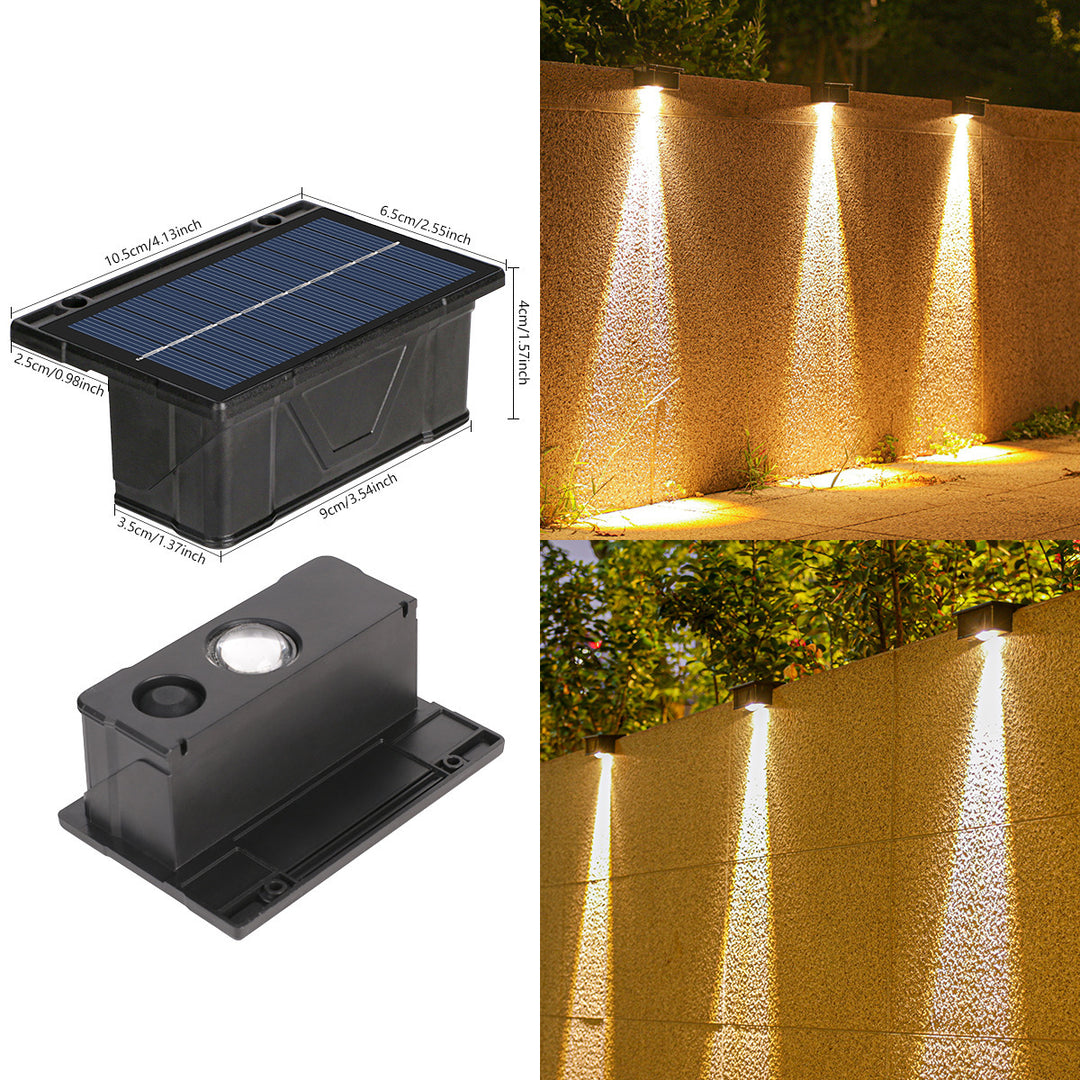Outdoor Solar RGB Dual-Beam Wall Light With Integrated Photovoltaic Panel And Weather-Resistant Mounting Base Bowlift