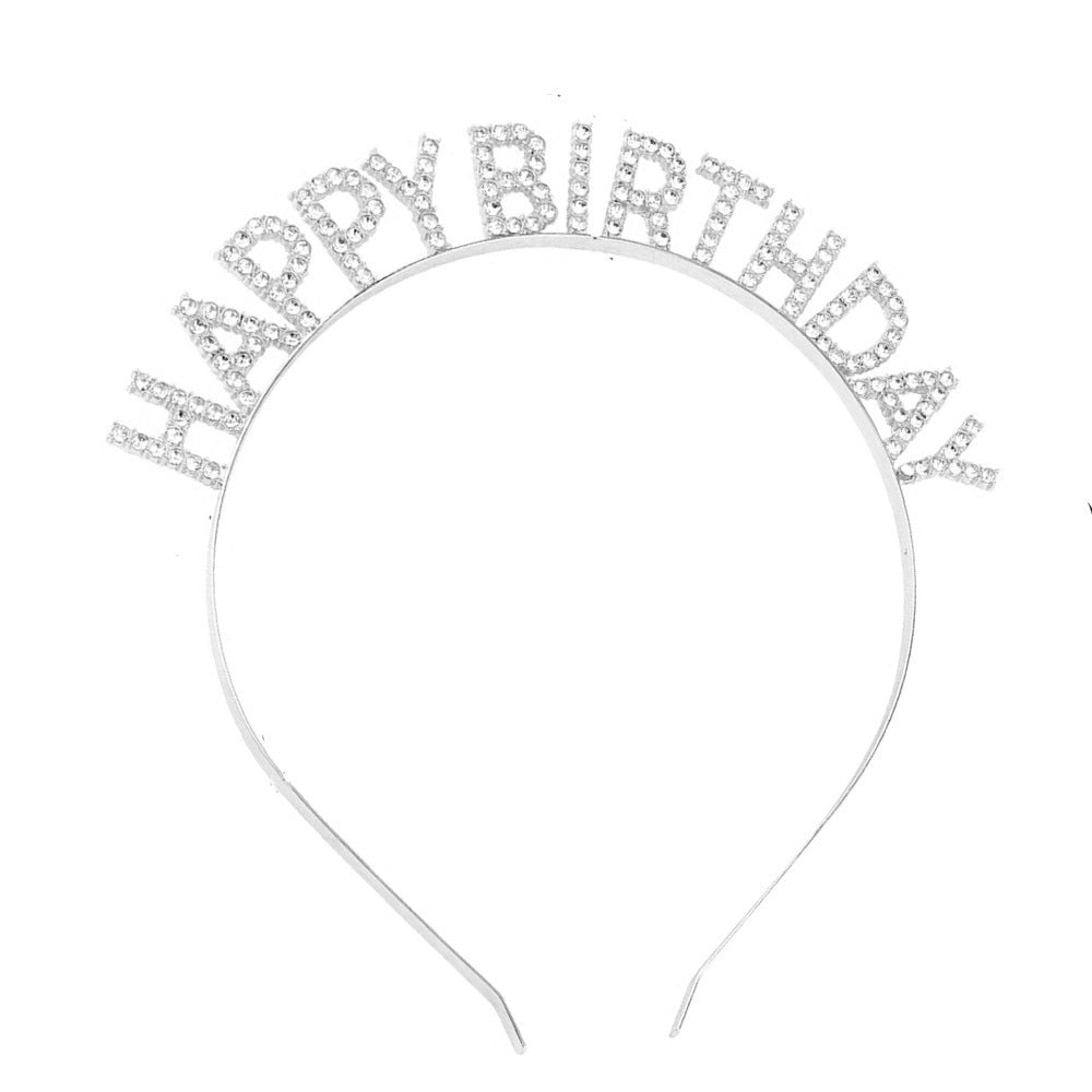 Ladies Glittering Headband with "Happy Birthday" Inscription Bowlift