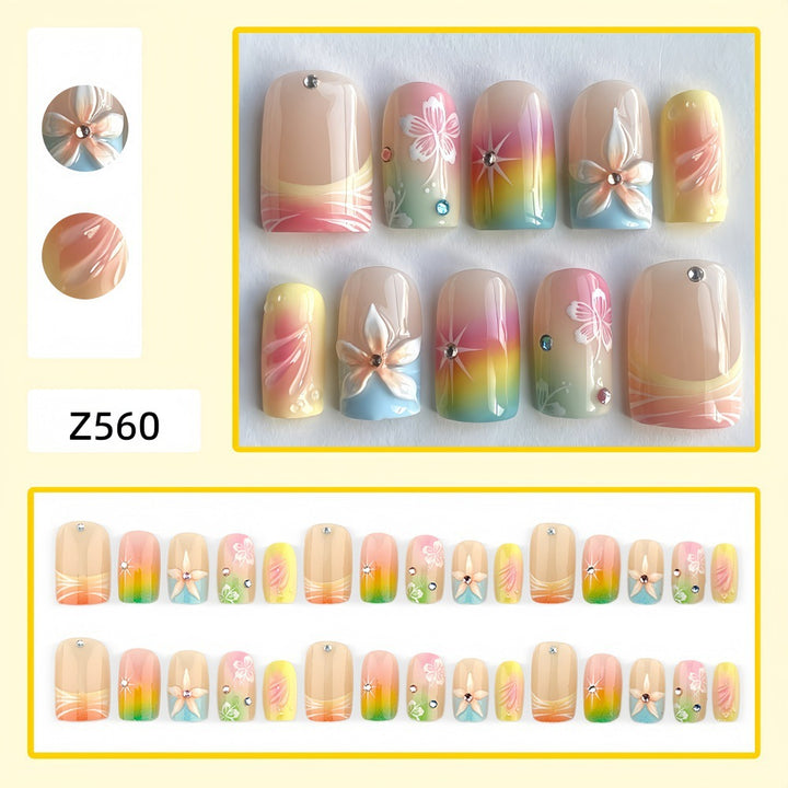 Artful Nail Tips with Floral Accents Bowlift