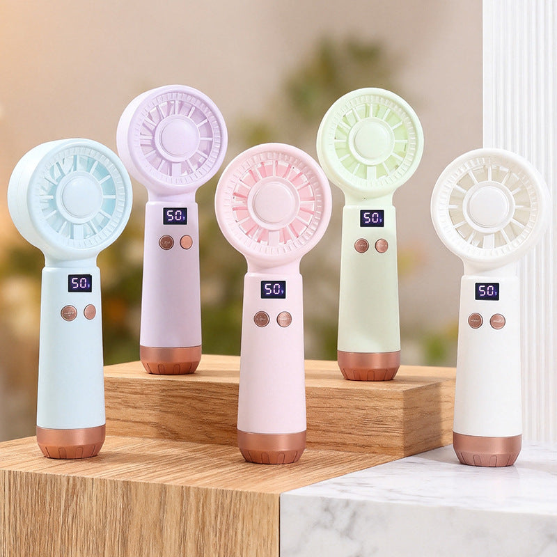 Ladies Portable USB Mini Fan with Digital Temperature Display Bowlift