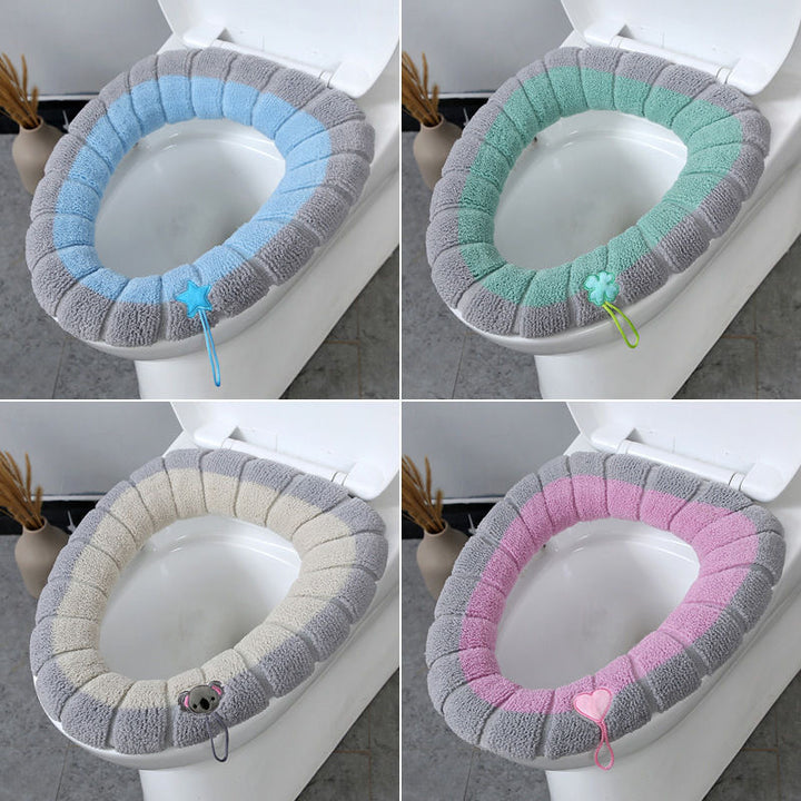 Chenille Plush Contoured Toilet Seat Cushion with Elastic Non-Slip Fit Bowlift