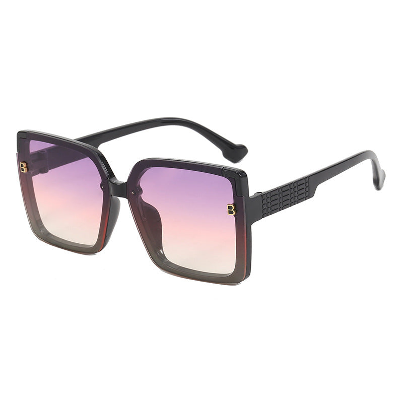 Women's fashionable square sunglasses with textured temple design Bowlift