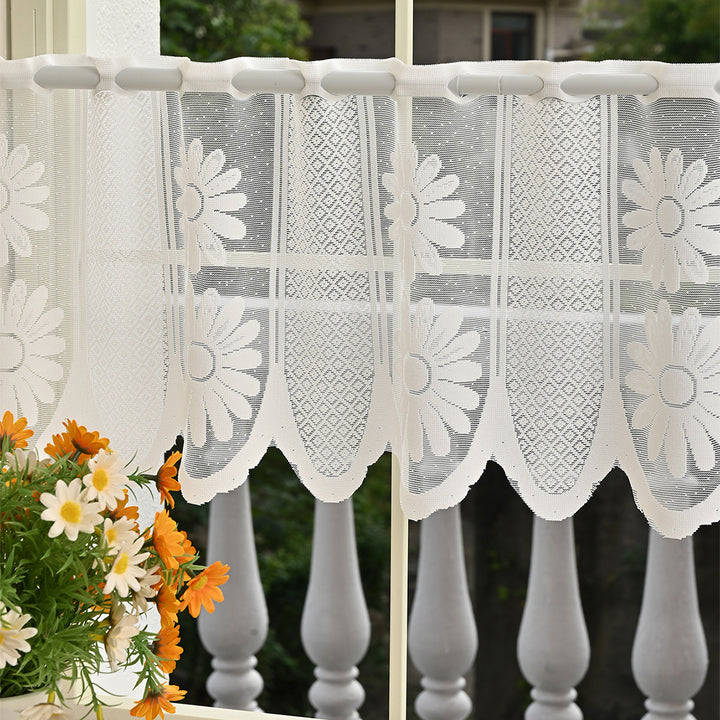 Floral Lace Tiered Window Curtains