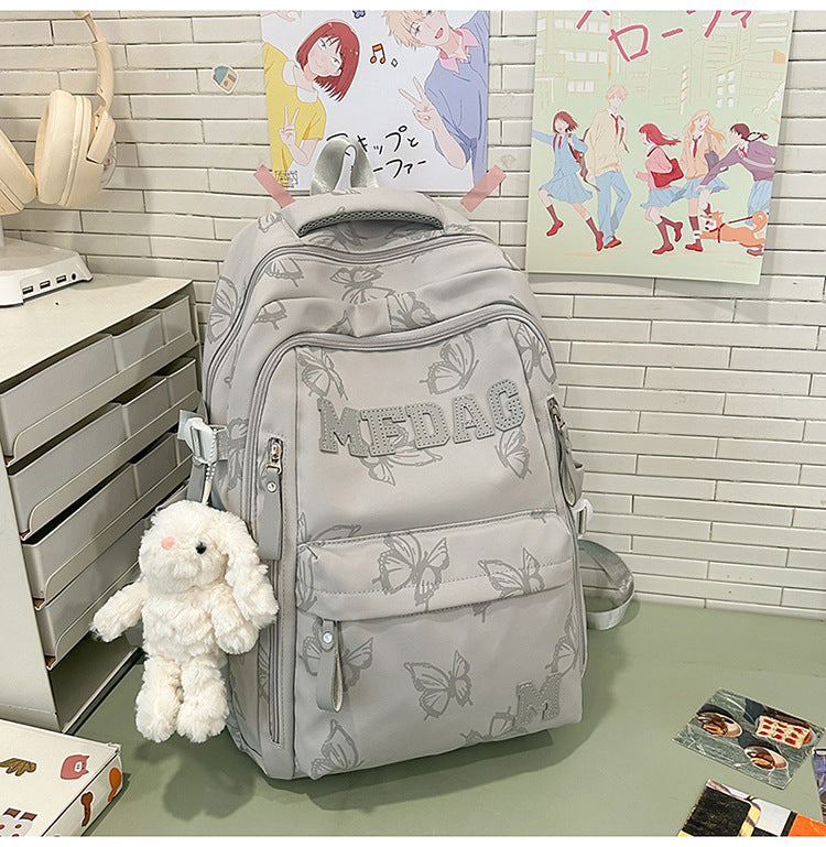 Butterfly-Embellished Multi-Pocket Backpack