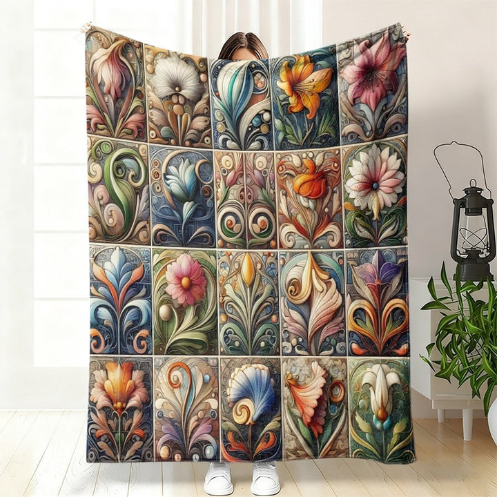 Decorative Floral Art Throw Blanket