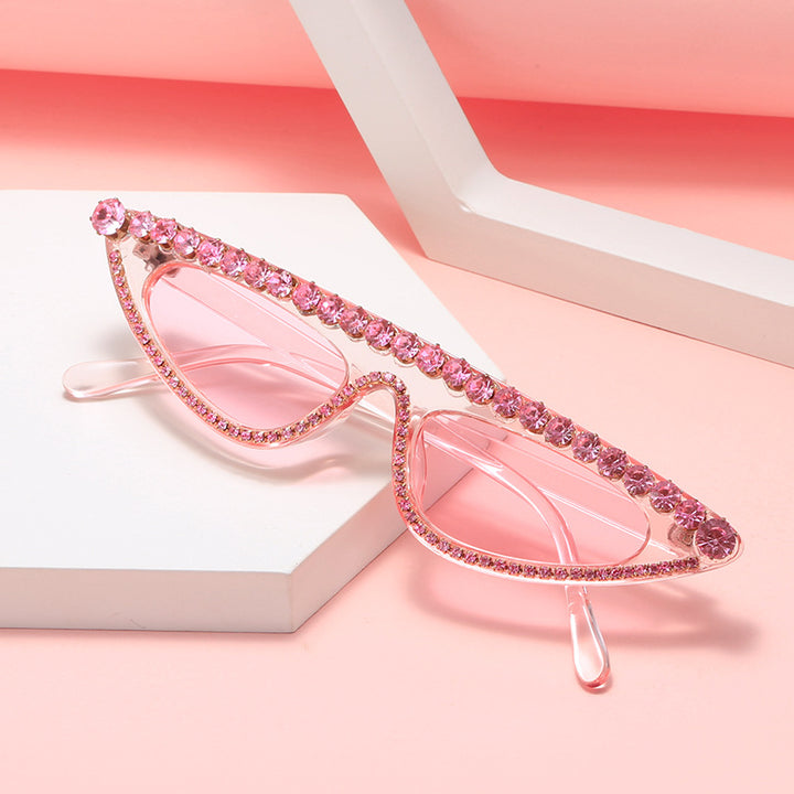 Women's Cat-Eye Sunglasses with Sparkling Stone Accents Bowlift
