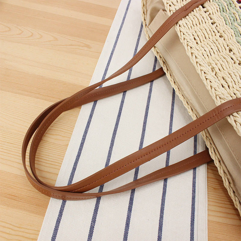 Fashionable straw bag with leather details Bowlift