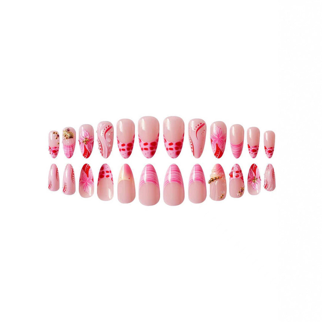 Elegant Floral Acrylic Nail Extensions Bowlift