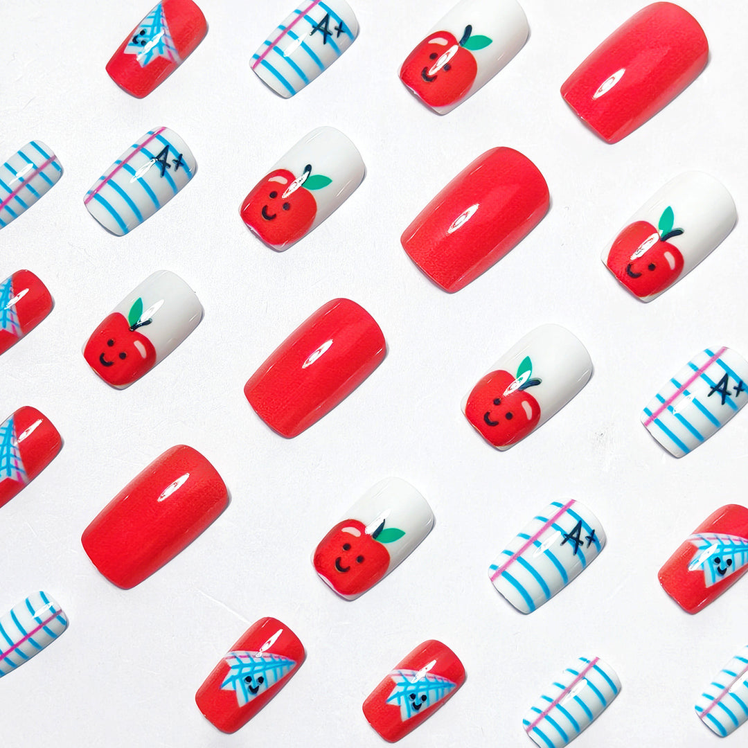 Creative art nails with cheerful school motif Bowlift