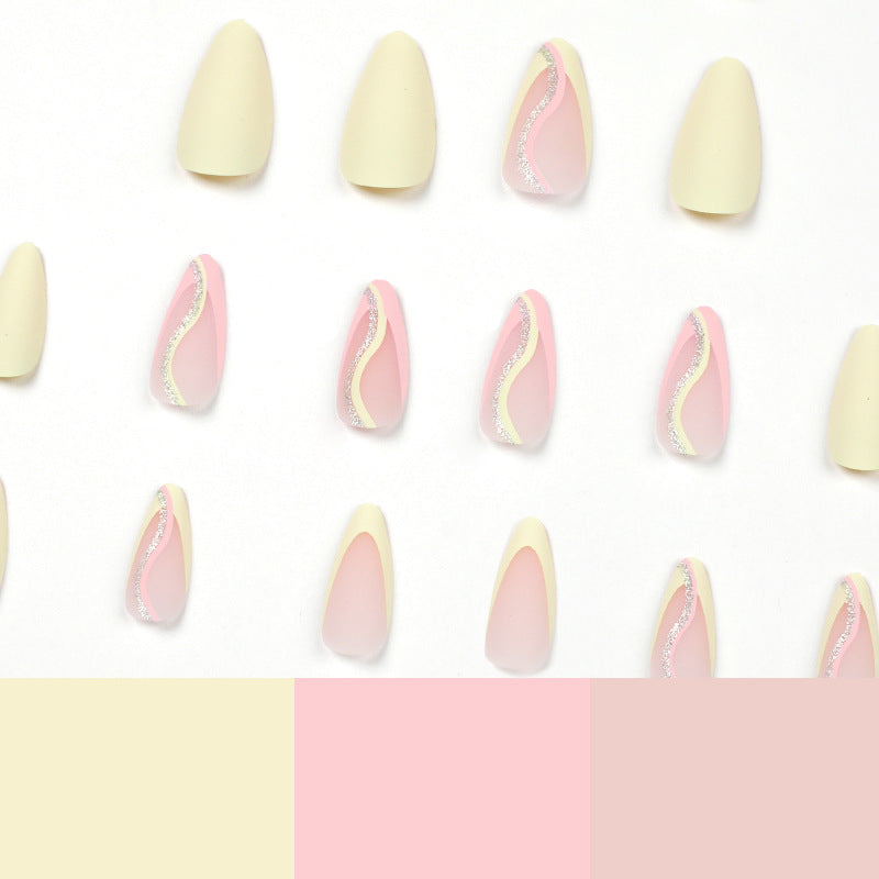 Stylish artificial nails with elegant wave pattern and matte finish Bowlift