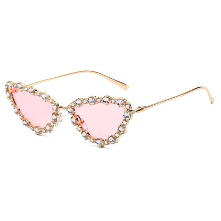 Women's Heart-Shaped Designer Sunglasses with Glamorous Crystal Frame Bowlift