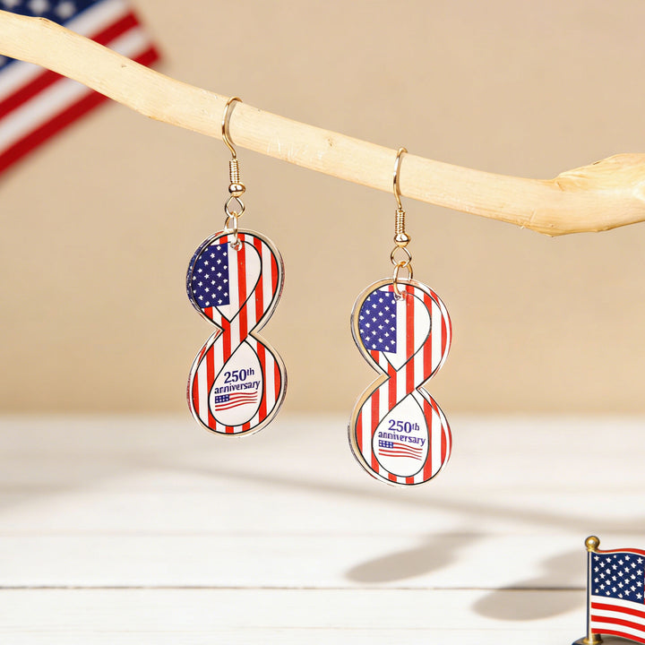 Women's nan patriotic bow dangle acrylic earrings with gold plated hooks and lightweight charm Bowlift